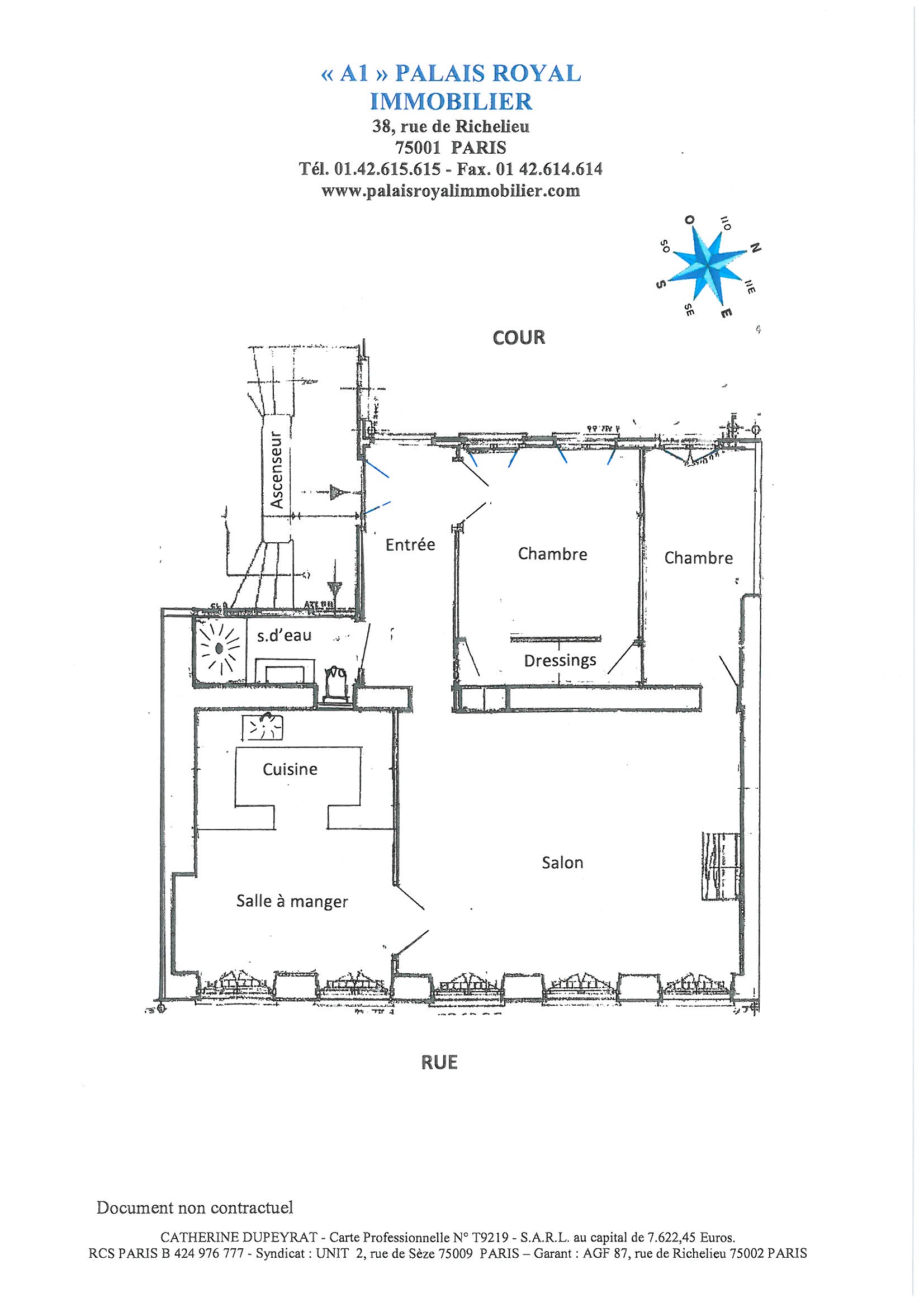 PARIS 2ÈME – PRÈS SQUARE LOUVOIS
BEL IMMEUBLE XVIIIème - ASCENSEUR
APPARTEMENT SOBRE ET ÉLÈGANT
5 FENÊTRES EN FAÇADE – HSP : 3,35m
PARQUET VERSAILLES  - Plan